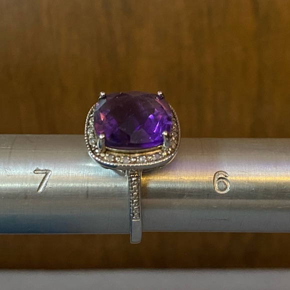 NWOT AFRICAN AMETHYST W ZIRCON STERLING RING - Picture 10 of 10